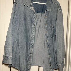 Faux-Demin Button-Up Shirt